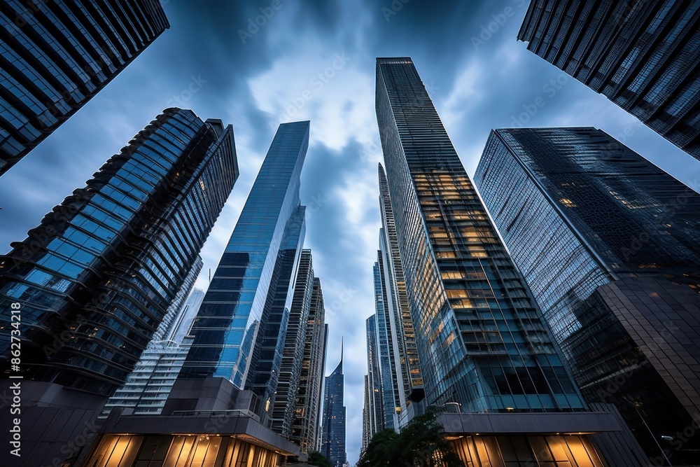 Fototapeta premium Modern city skyscraper architecture cityscape.