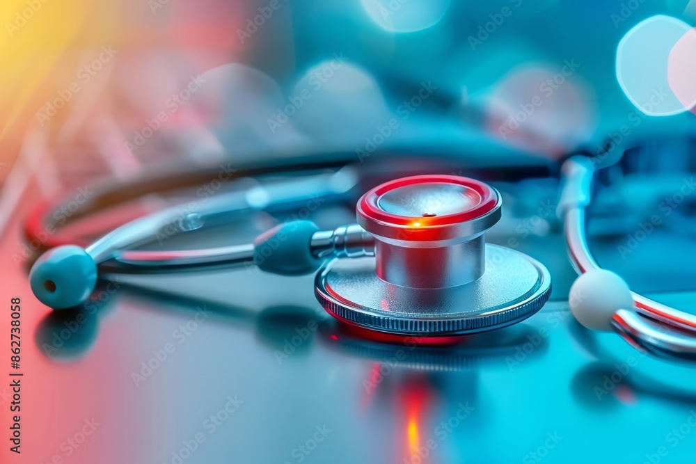 Close-up of a stethoscope on a table, symbolizing medical care, healthcare, diagnosis, and the practice of medicine in a clinical setting. Close-up of a stethoscope on a table, symbolizing medical care, healthcare, diagnosis, and the practice of medicine in a clinical setting.