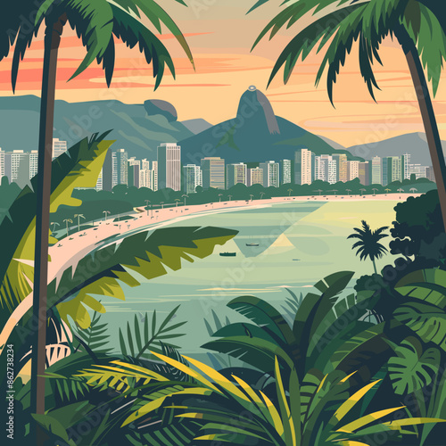 Illustração Paisagem do Rio de Janeiro em Vetor