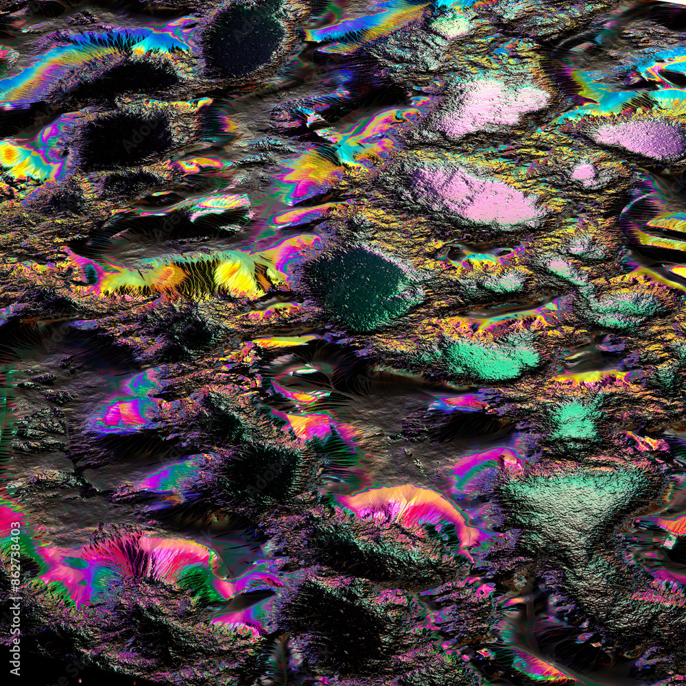 Naklejka premium Colorful Holographic Iridescent Organic Fractal Background Texture 