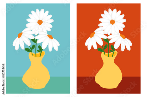 flower Vector set of abstract creative backgrounds in minimal trendy style. Idea for picture,  vector, print for t-shirt.