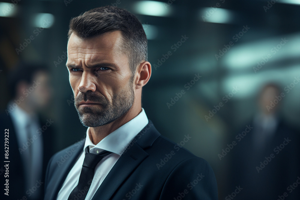 Designed with generative ai technology photo of handsome elegant gentleman strict boss office worker Designed with generative ai technology photo of handsome elegant gentleman strict boss office worker