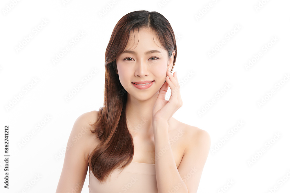 Beautiful young asian woman with clean fresh skin on white background, Face care, Facial treatment, Cosmetology, beauty and spa, Asian women portrait. Beautiful young asian woman with clean fresh skin on white background, Face care, Facial treatment, Cosmetology, beauty and spa, Asian women portrait.