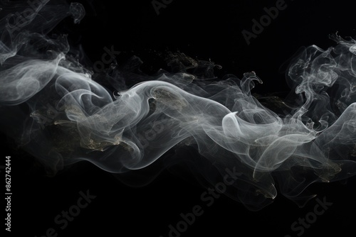 Swirling smoke coming from the ground, no background, black backdrop motion smoky fog mist energy dark texture
