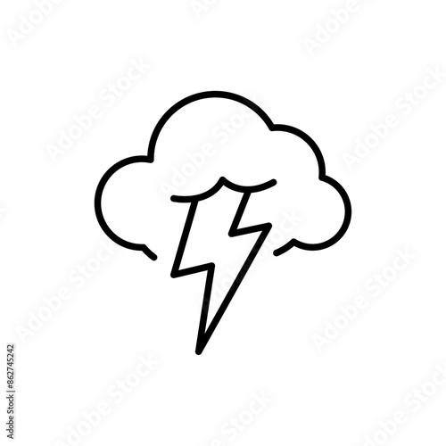 Thunder cloud outline icons, minimalist vector illustration ,simple transparent graphic element .Isolated on white background