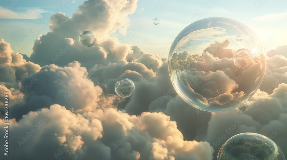 Whimsical Soap Bubbles Floating Amongst Soft, Colorful Clouds – Dreamy and Surreal Nature Photography Whimsical Soap Bubbles Floating Amongst Soft, Colorful Clouds – Dreamy and Surreal Nature Photography