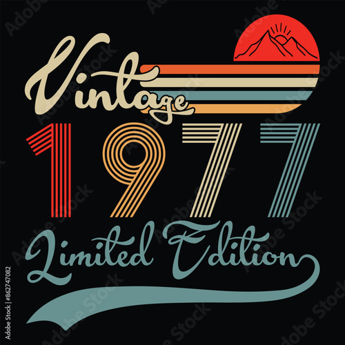 Vintage 1977 Limited Edition T shirt Design photo