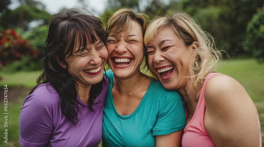 The joyful women laughing The joyful women laughing