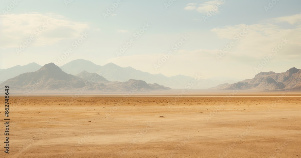 Desert landscape with mountains in the background Desert landscape with mountains in the background
