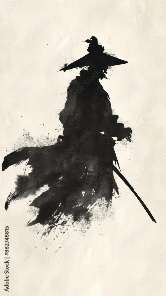 Fototapeta premium Samurai silhouette painting samurai.
