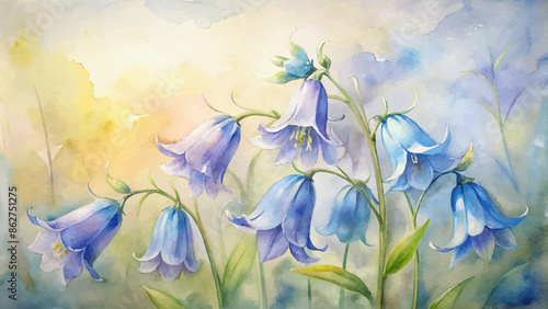 Beautiful bluebell watercolor background