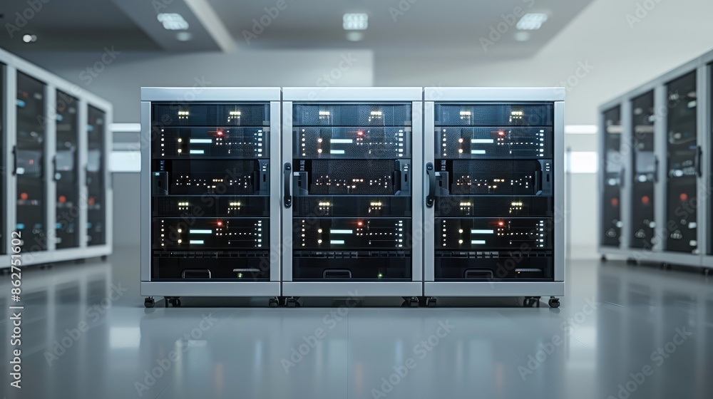 A data server with white background. Generative AI. A data server with white background. Generative AI.
