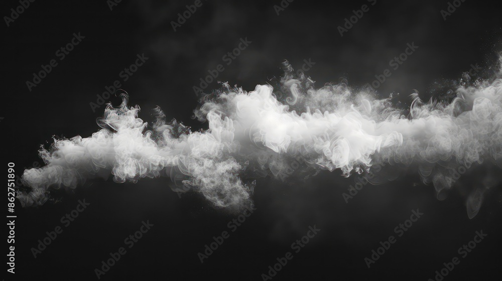 White mist clouds on dark backdrop. Generative AI White mist clouds on dark backdrop. Generative AI