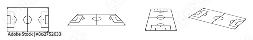 Set of Football field icon, soccer field .Soccer or Football Championship 2024 icon.Football 2024.Vector

