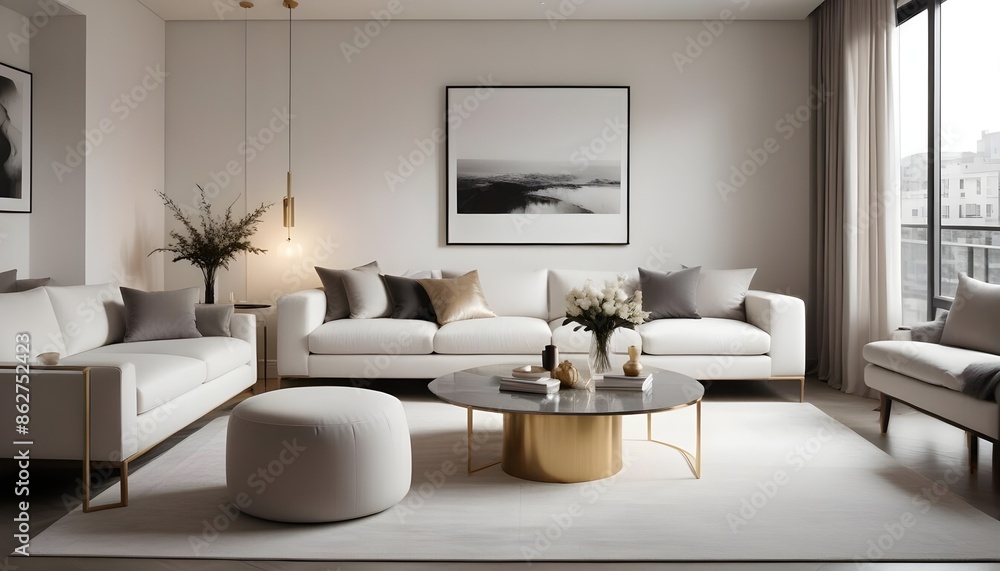 Fototapeta premium Photo interior modern design room 3d illustration