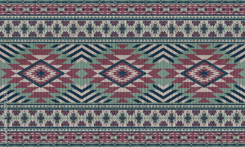 American tribal ethnic native pattern.Traditional Navajo,Aztec,Apache,Southwest and Mexican style fabric pattern.Abstract vector motifs pattern.For fabric,clothing,blanket,carpet,woven,wrap,decoration