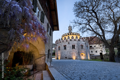 Novacella Abbey: the Romanesque Castello dell'Angelo. Varna, South Tyrol, Italy.