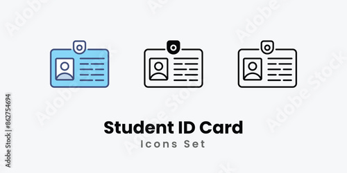 Student ID Card icons vector set stock illustration