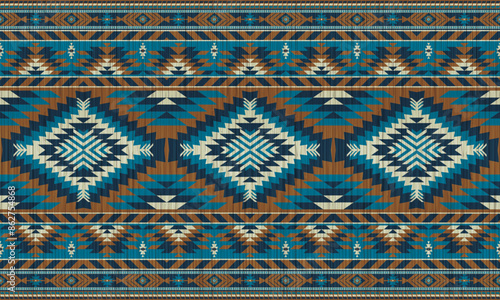 American tribal ethnic native pattern.Traditional Navajo,Aztec,Apache,Southwest and Mexican style fabric pattern.Abstract vector motifs pattern.For fabric,clothing,blanket,carpet,woven,wrap,decoration