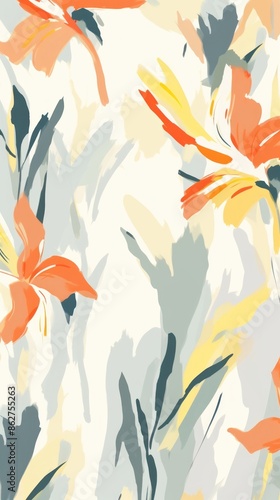 Stroke painting of lily wallpaper pattern line art.