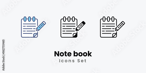Note book icons vector set stock illustration