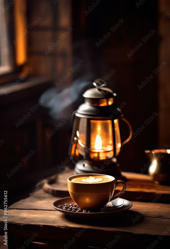 warm coffee cup next softly glowing lantern, cozy, illuminated, light, comforting, atmosphere, relaxation, soothing, calming, serene, tranquil, peaceful warm coffee cup next softly glowing lantern, cozy, illuminated, light, comforting, atmosphere, relaxation, soothing, calming, serene, tranquil, peaceful