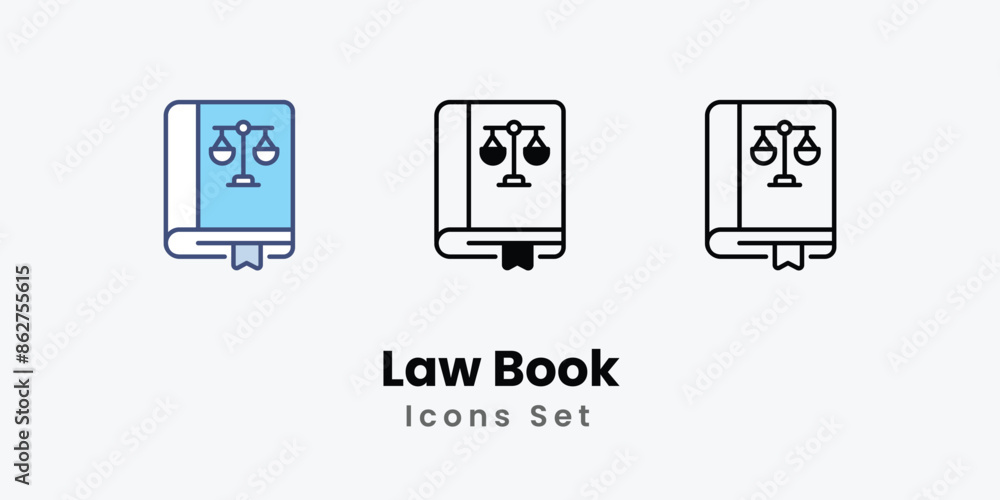Law Book icons vector set stock illustration Law Book icons vector set stock illustration