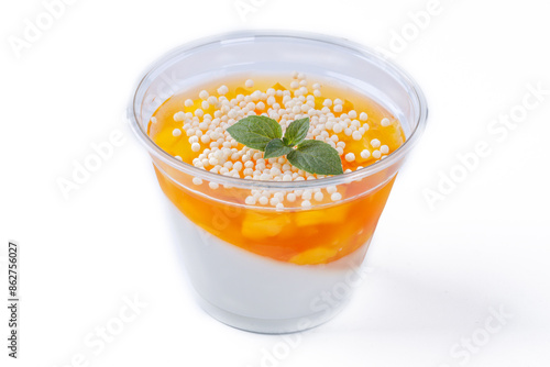 dessert with chia seeds on white background
