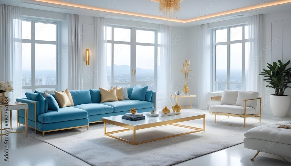 Fototapeta premium Photo interior modern design room 3d illustration