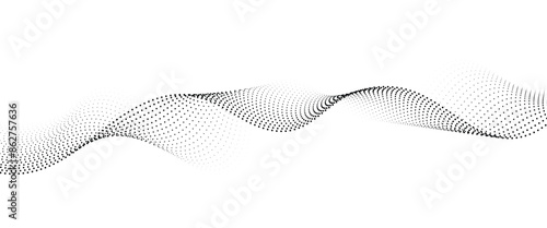 Flowing Dot Wave halftone gradient pattern on transparent background