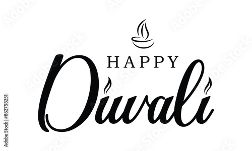 Happy Diwali cursive font design, Diwali Festival vector, Deepavali design 