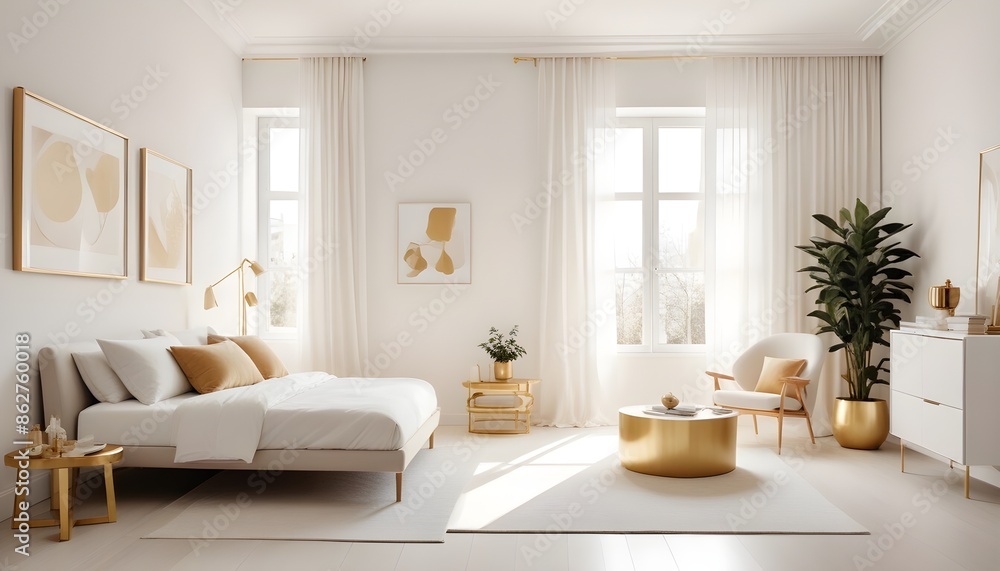 Fototapeta premium Photo interior modern design room 3d illustration