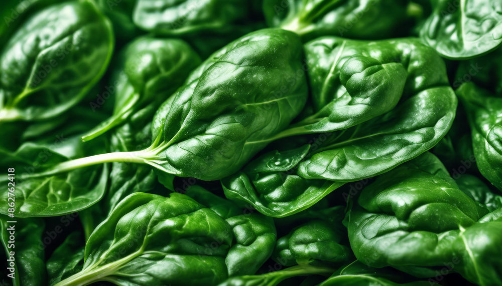 A bunch of green spinach leaves are piled on top of each other A bunch of green spinach leaves are piled on top of each other