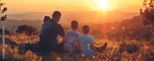 Family Enjoying Serene Scen...