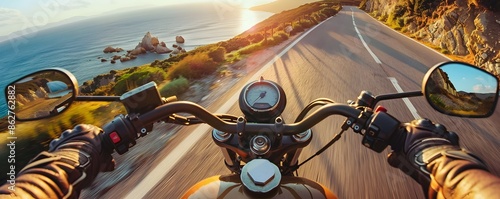 Motorcycle Rider on Winding...