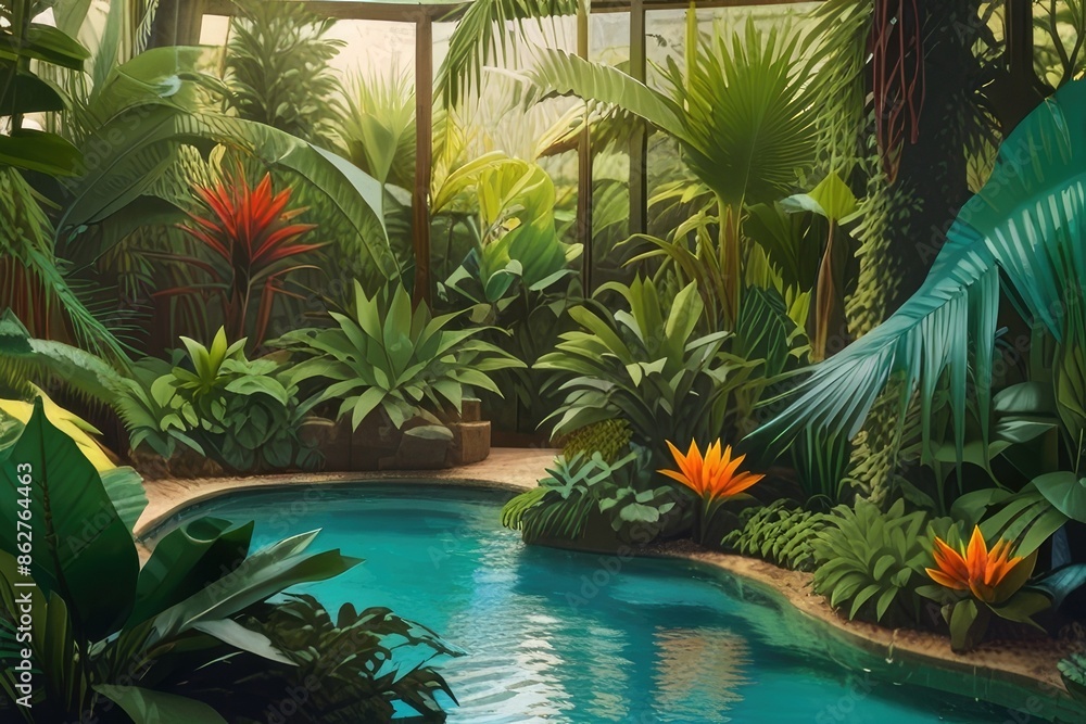 Fototapeta premium pool in tropical garden