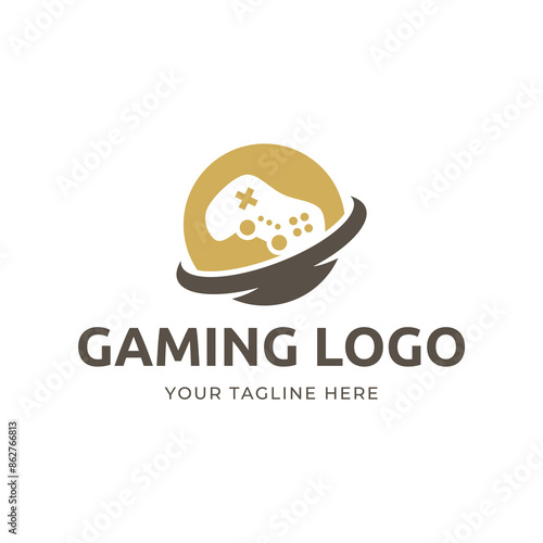 Game console and video games stick logo design template