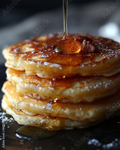 Wallpaper Mural Pancake cereal with honey andhoney dripper. National Pancake Day Torontodigital.ca