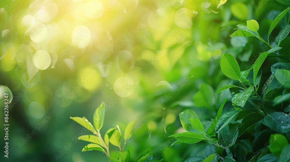 Ultra Realistic Blurred Green Nature Background with Bokeh for Spring or Summer Concept Ultra Realistic Blurred Green Nature Background with Bokeh for Spring or Summer Concept