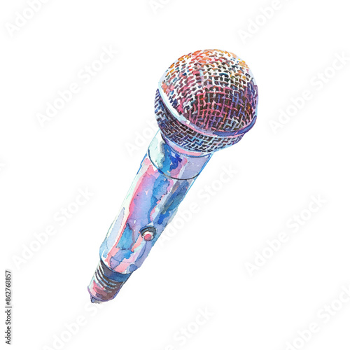 microphone vector illustration in watercolor style