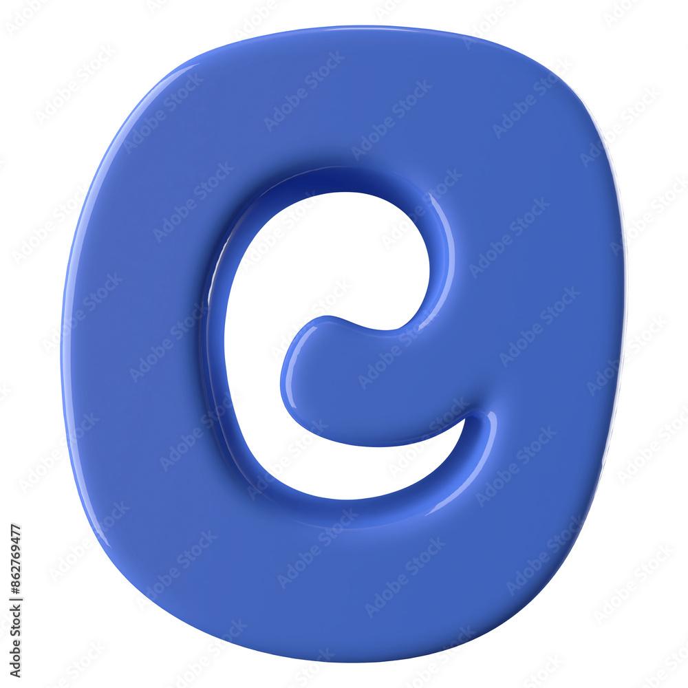 Blue 3D Font Letter O uppercase