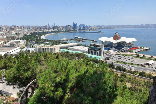 Nice view of the Baku city from the highland park. photo