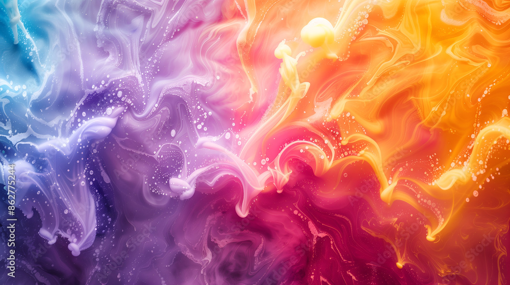 Obraz premium A vibrant and swirling mixture of Holi colored paint liquid