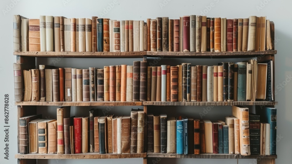 Minimal bookshelf on a plain background, perfect for a clean and organized look. Minimal bookshelf on a plain background, perfect for a clean and organized look.