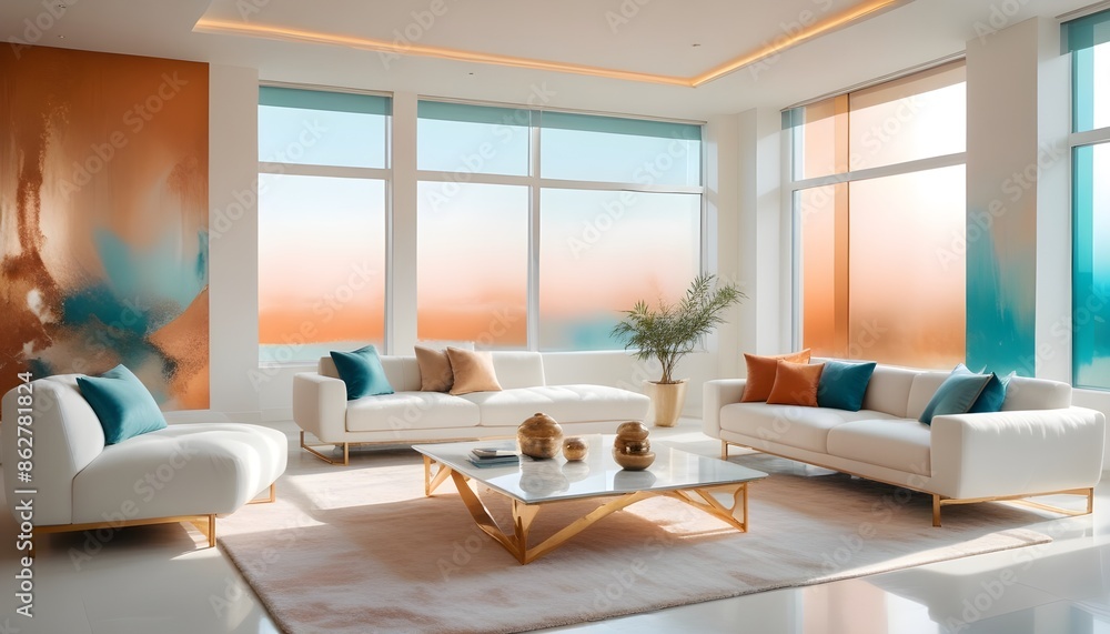 Fototapeta premium Photo interior modern design room 3d illustration