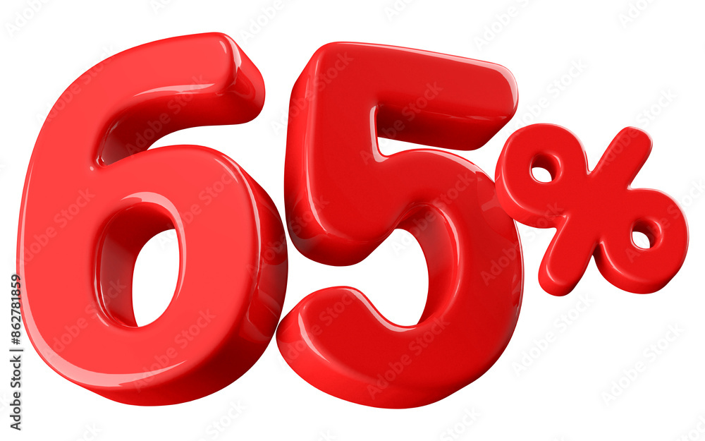 65 Percent Off Sale Red Number 3D Render 65 Percent Off Sale Red Number 3D Render