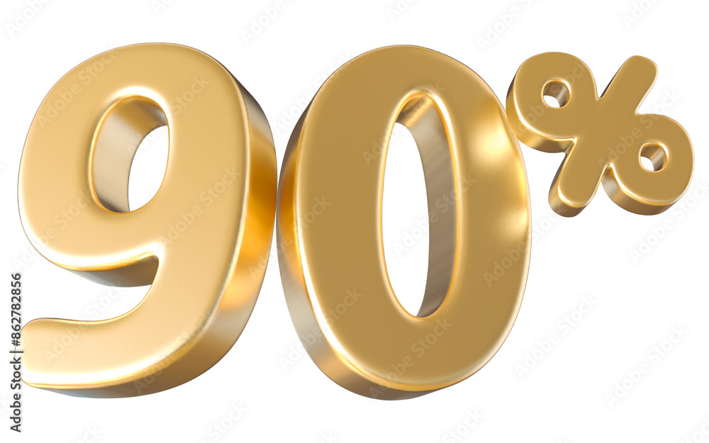90 Percent Off Sale Gold Number 3D Render 90 Percent Off Sale Gold Number 3D Render