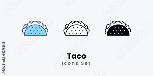 Taco icons vector set stock illustration