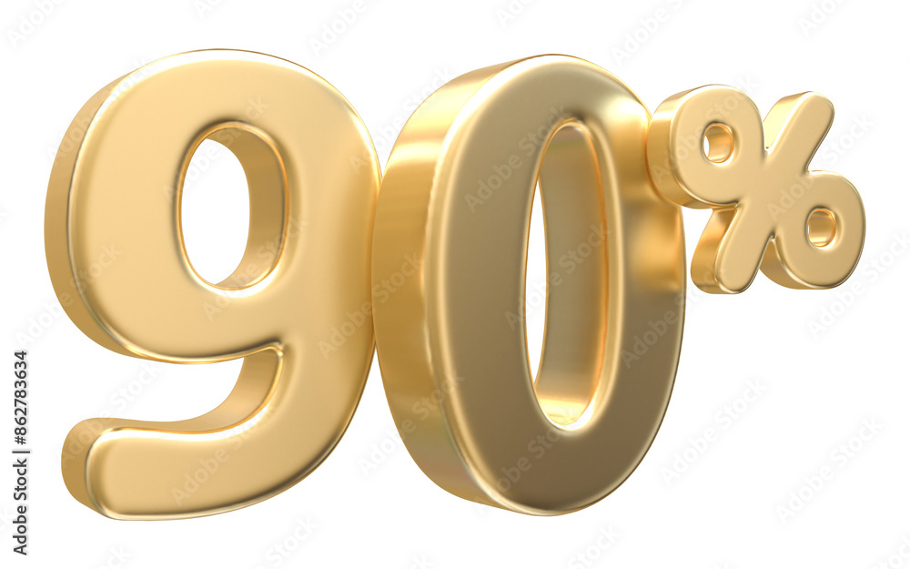 90 Percent Off Sale Gold Number 3D Render 90 Percent Off Sale Gold Number 3D Render