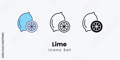 Lime icons vector set stock illustration 